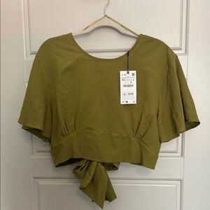 Olive Green Tie-Front Top
